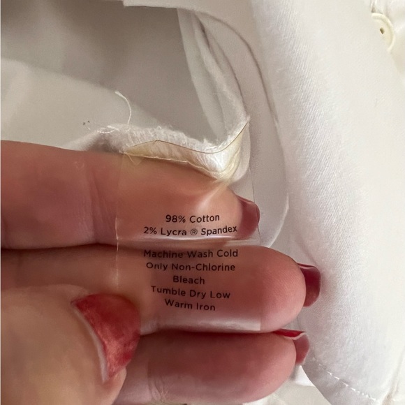 Talbots white cotton stretch button front v-neck shirt - Picture 6 of 7